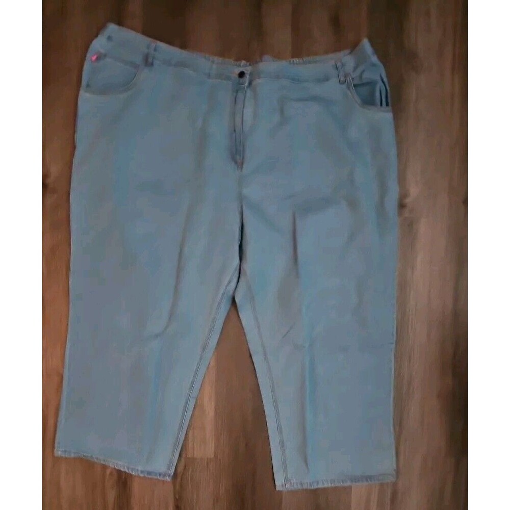 Woman Within Jeans 38W P Medium Wash Classic Fit Wide-Leg  Elastic Waist